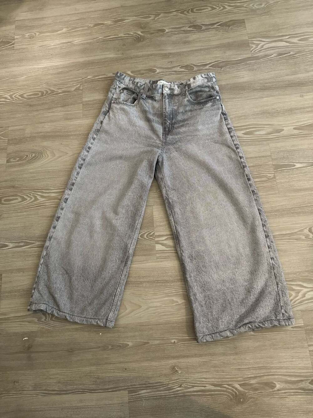 rag & bone Wide Leg Jeans Size 30 Grey Acid Wash Cotton Denim